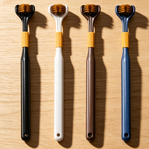 3-sided medium soft toothbrush, adults, 4-pack