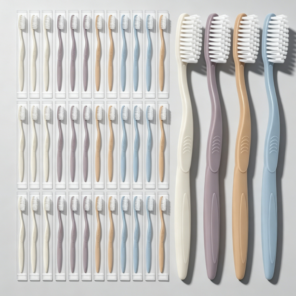 Individually wrapped soft toothbrush with tongue scraper, 40-pack