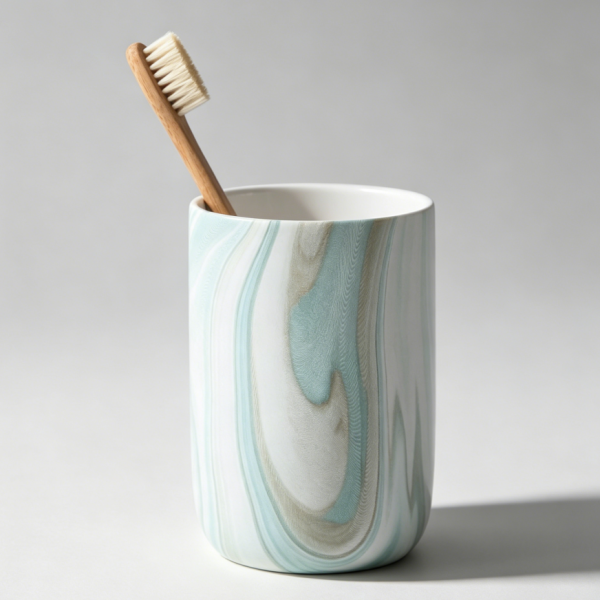 Green marble ceramic toothbrush holder