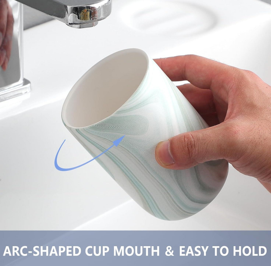 Green marble ceramic toothbrush holder - Image 2