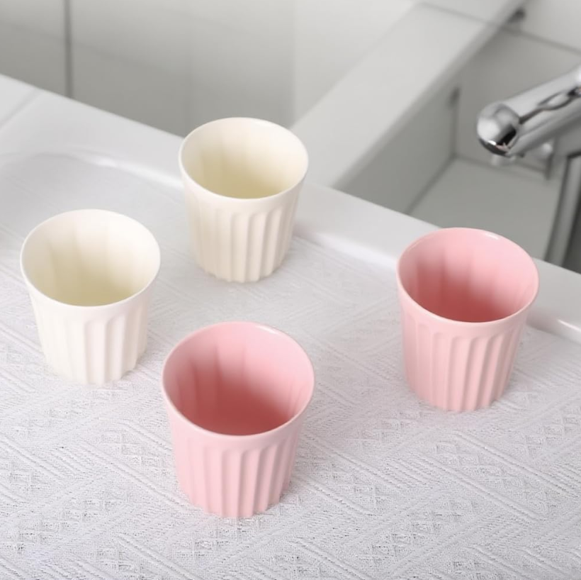 Ceramic toothbrush cup holder, white and pink, 2-pack - Image 3