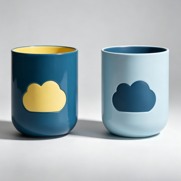 Creative cloud mouthwash cup, dark green/light blue