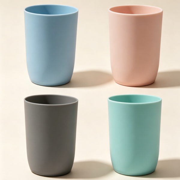 Plastic bathroom tumbler toothbrush cup, 4-pack