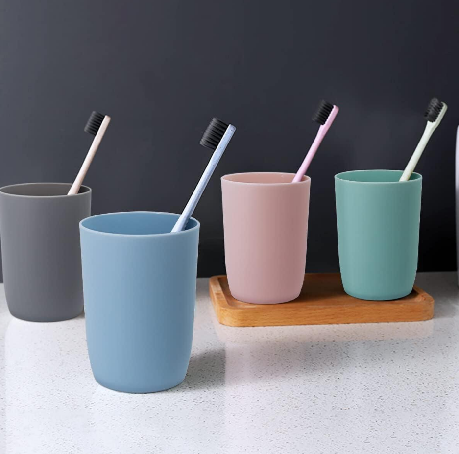 Plastic bathroom tumbler toothbrush cup, 4-pack - Image 2