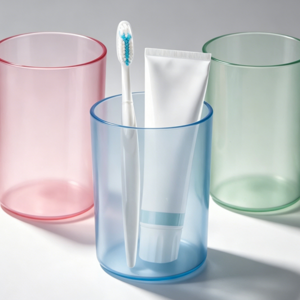 Durable high-quality plastic toothbrush cup, matte, 3-pack