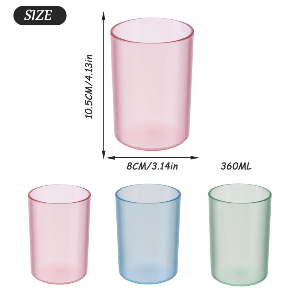 Durable high-quality plastic toothbrush cup, matte, 3-pack - Image 2