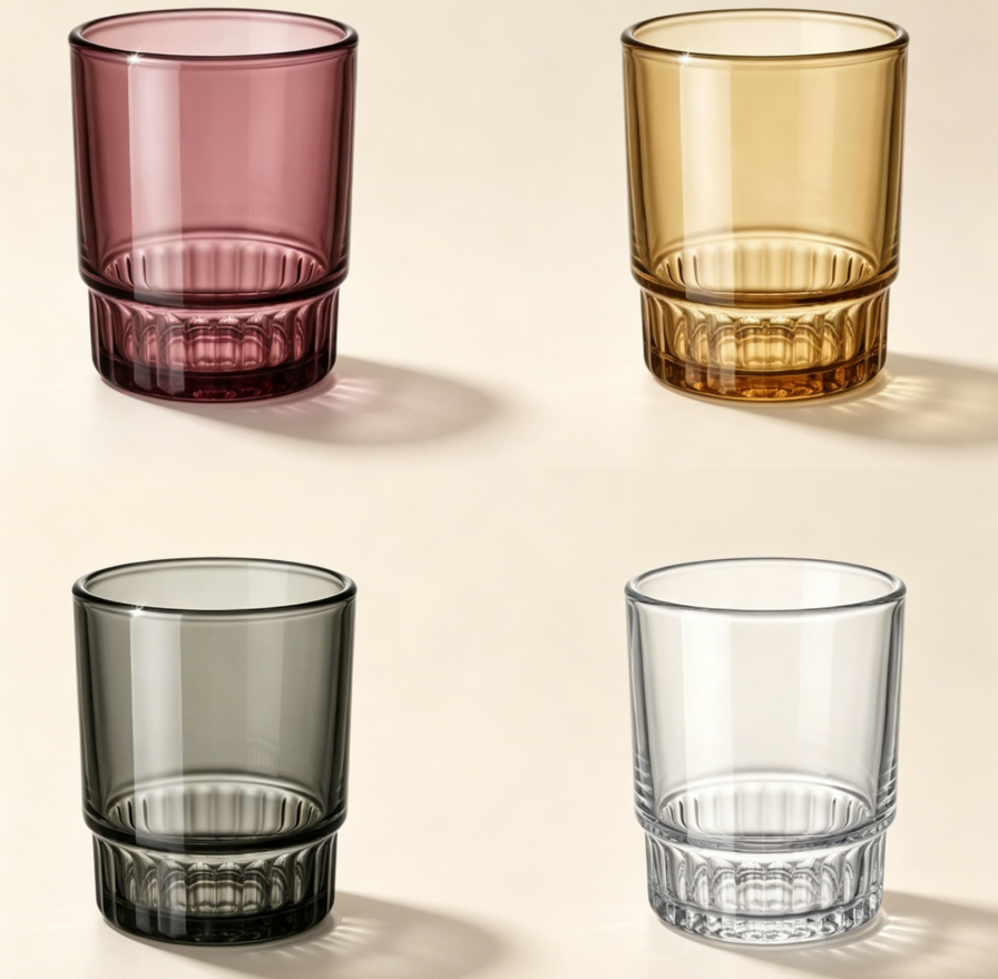 Plastic bathroom tumblers, 4 colors, 300ml, 4-pack
