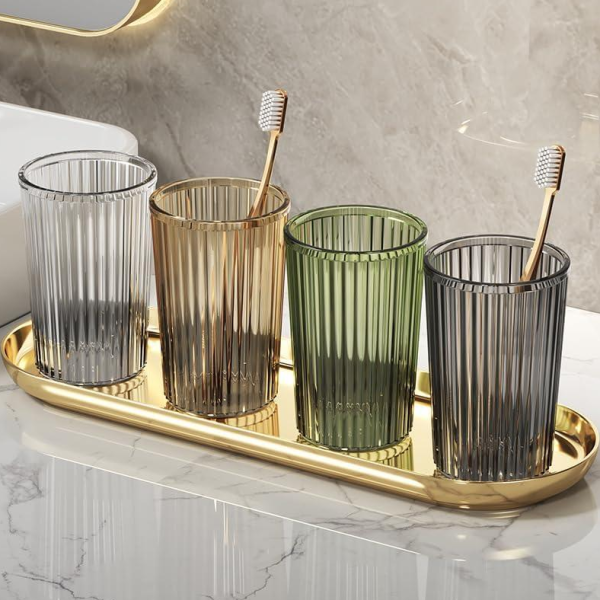 Acrylic shatter-resistant toothbrush cup, 4-pcs