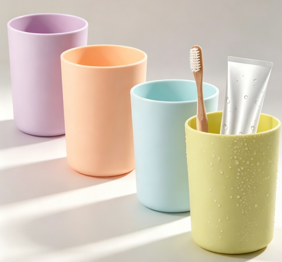 Shatter-resistant plastic toothbrush cup, 4 colors, 250ml