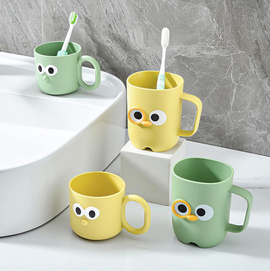 Cute cartoon bathroom tumbler cups, 2 large+2 small