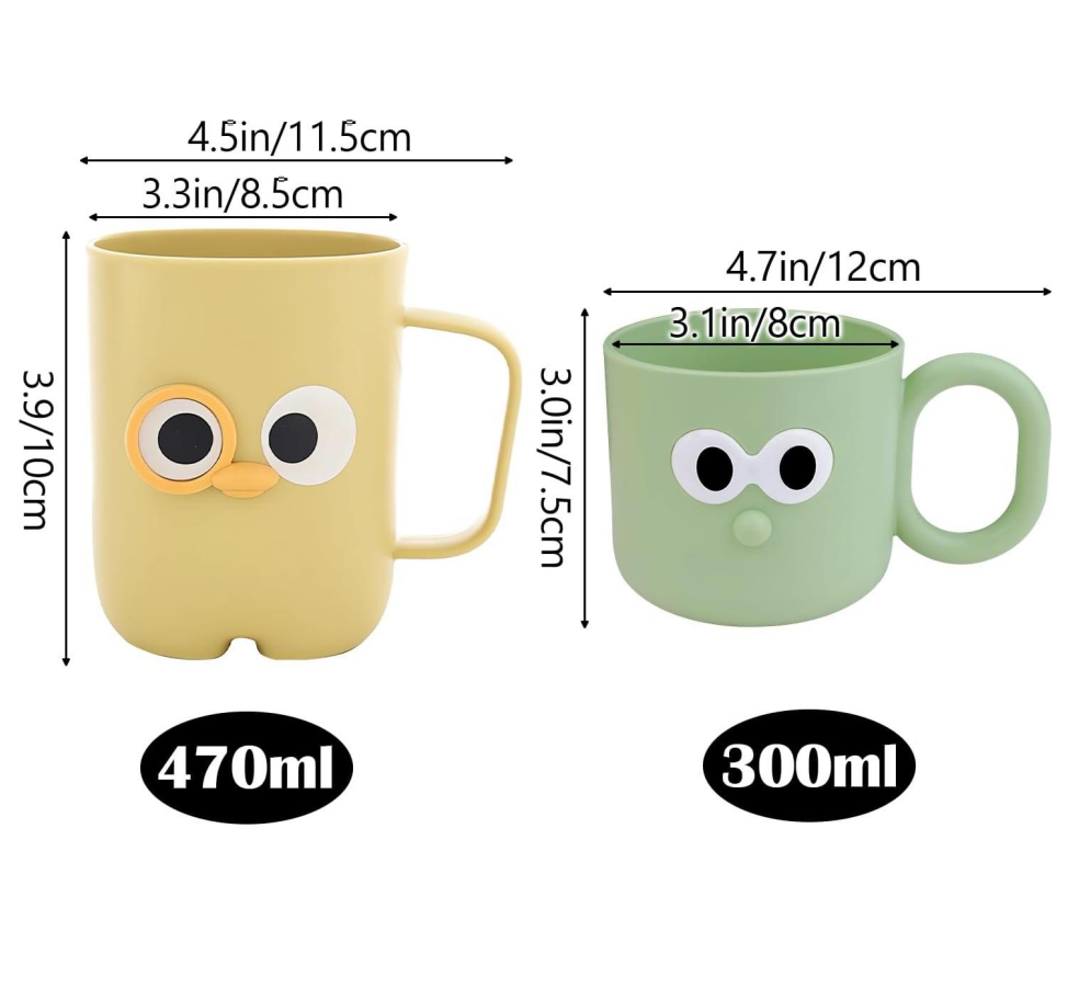 Cute cartoon bathroom tumbler cups, 2 large+2 small - Image 2
