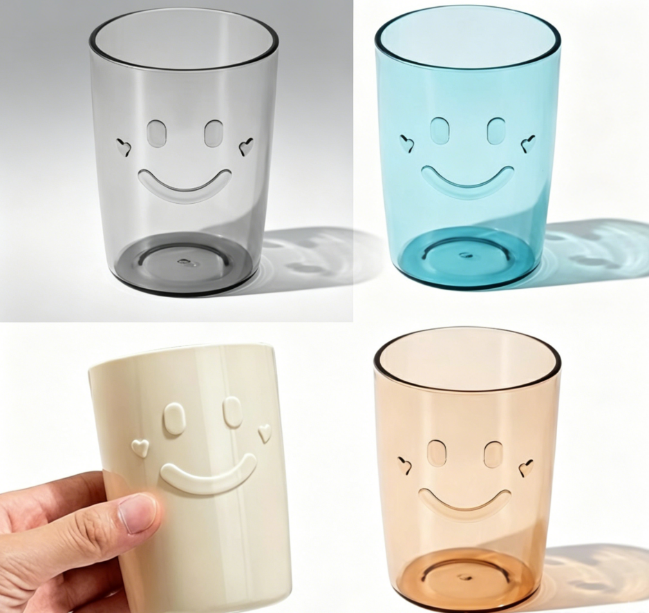 Smiley shatter-resistant toothbrush cup, 4 colors, 300ml