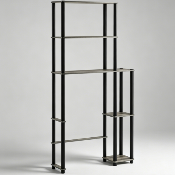 5-tier over-toilet storage rack, oak gray/black