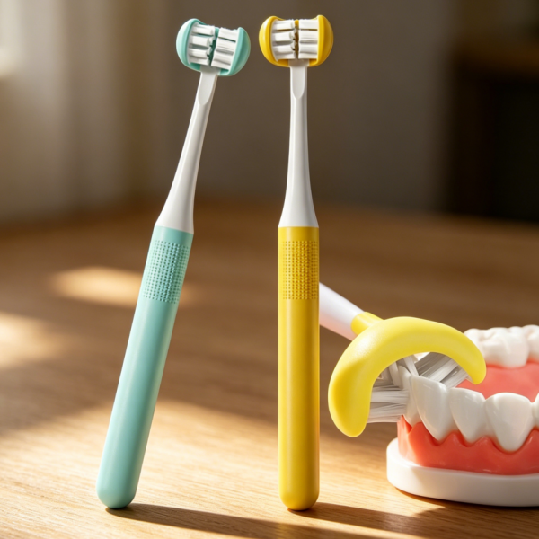3-sided medium toothbrush, Sensory-friendly, 2-pack
