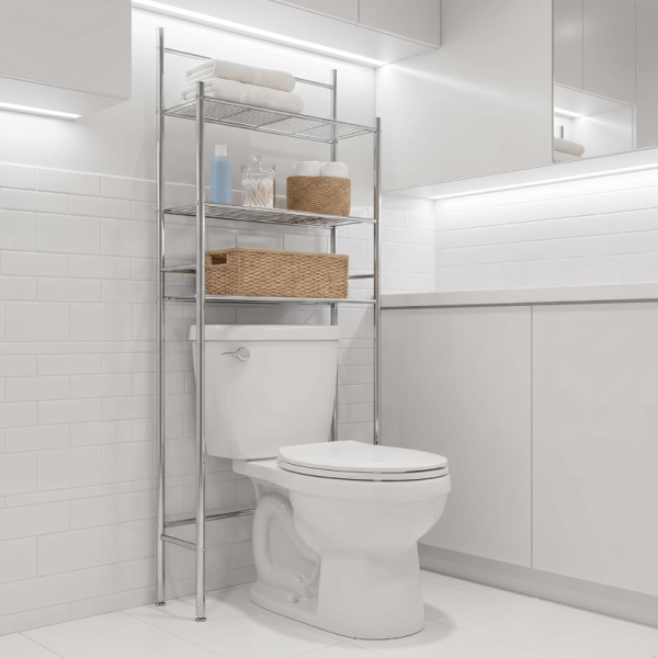 3-tier chrome bathroom storage rack, 24x58x152 cm