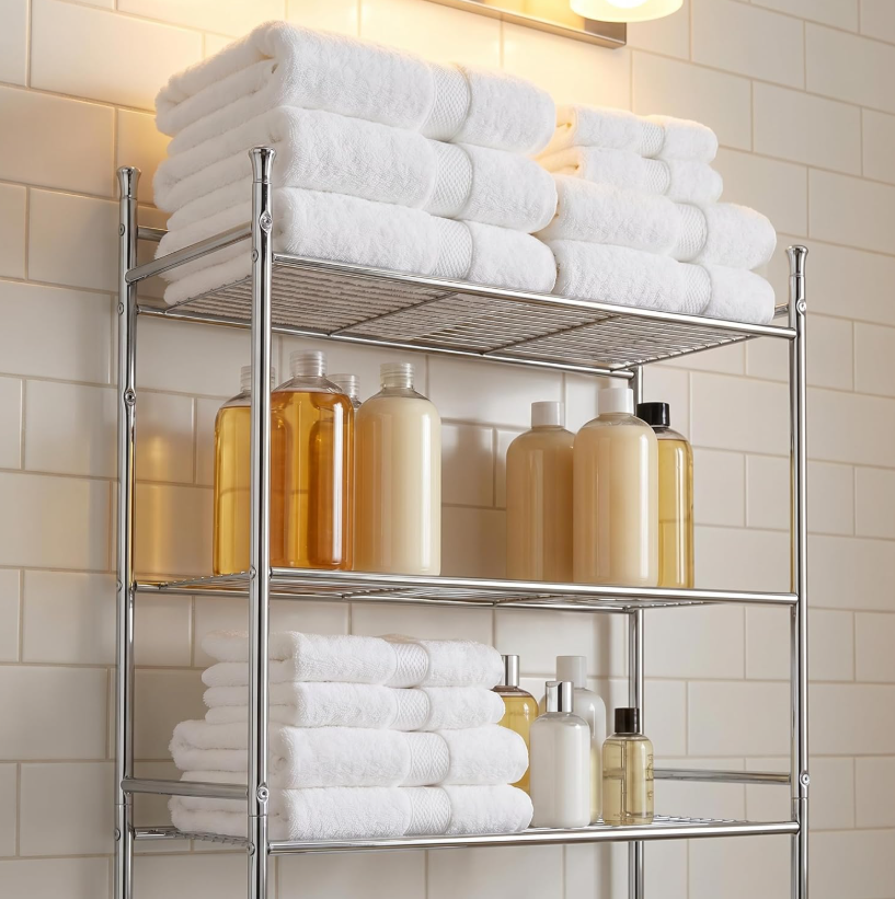 3-tier chrome bathroom storage rack, 24x58x152 cm - Image 2
