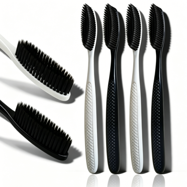 Large long head firm charcoal toothbrush, 4-pack